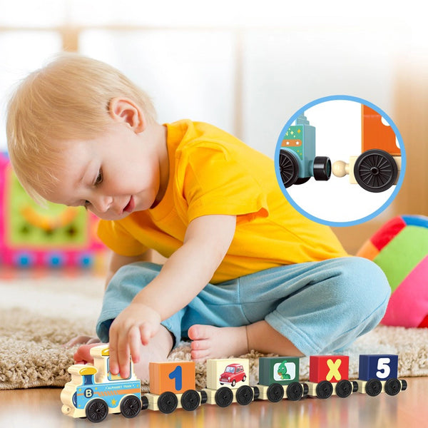 Cartoon Stickers Train Building Blocks - 15 Pcs