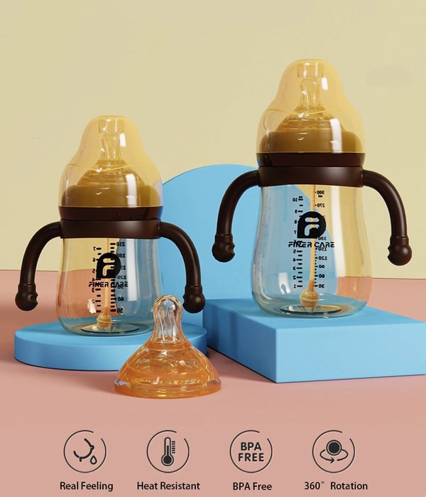 Brown Baby Bottle With Handle - 3 Pack